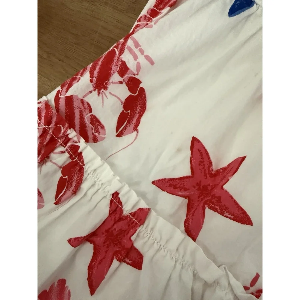 J.Crew Girls Size 8 Lobster Starfish Print Cotton Dress Red White Blue Coastal